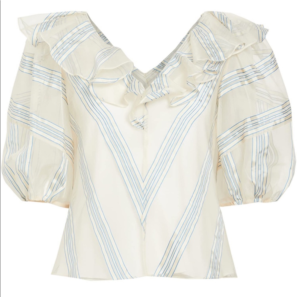NWOT Rebecca Taylor Women's Short Sleeve Yarn Dye Stripe Top